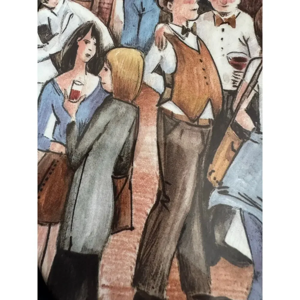 Brunelli Italy Party Scene Bar Scene Vintage Set of 2 Plates
